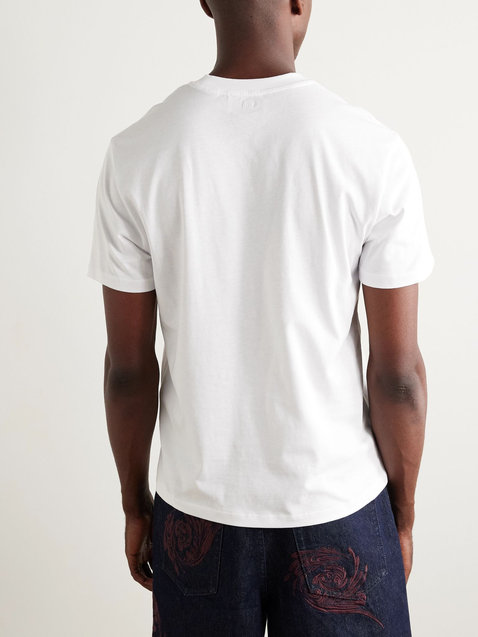 Logo-Embroidered Stretch Organic Cotton-Jersey T-Shirt White - 3