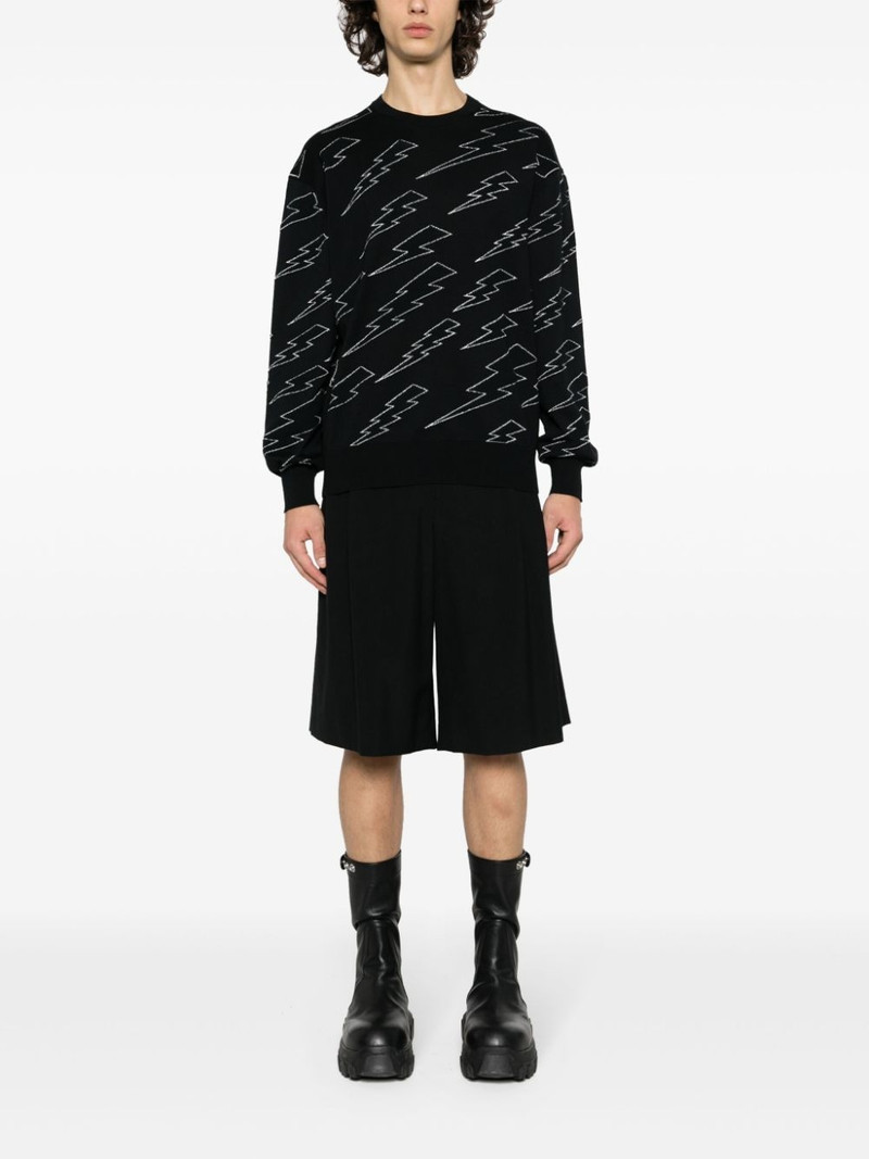 Neil Barrett Thunderbolt-intarsia cotton jumper outlook