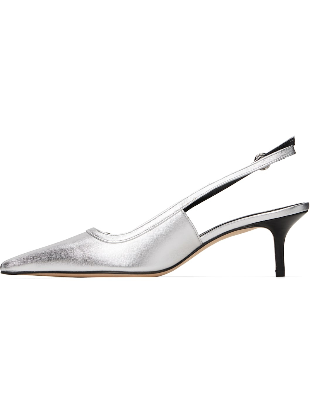 Silver Saba Leather Slingback Heels - 3
