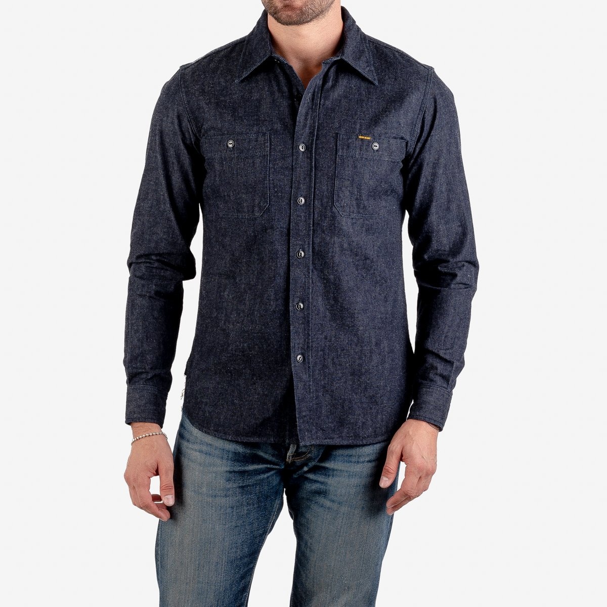 IHSH-351-IND 10oz Selvedge Denim Work Shirt - Indigo - 2
