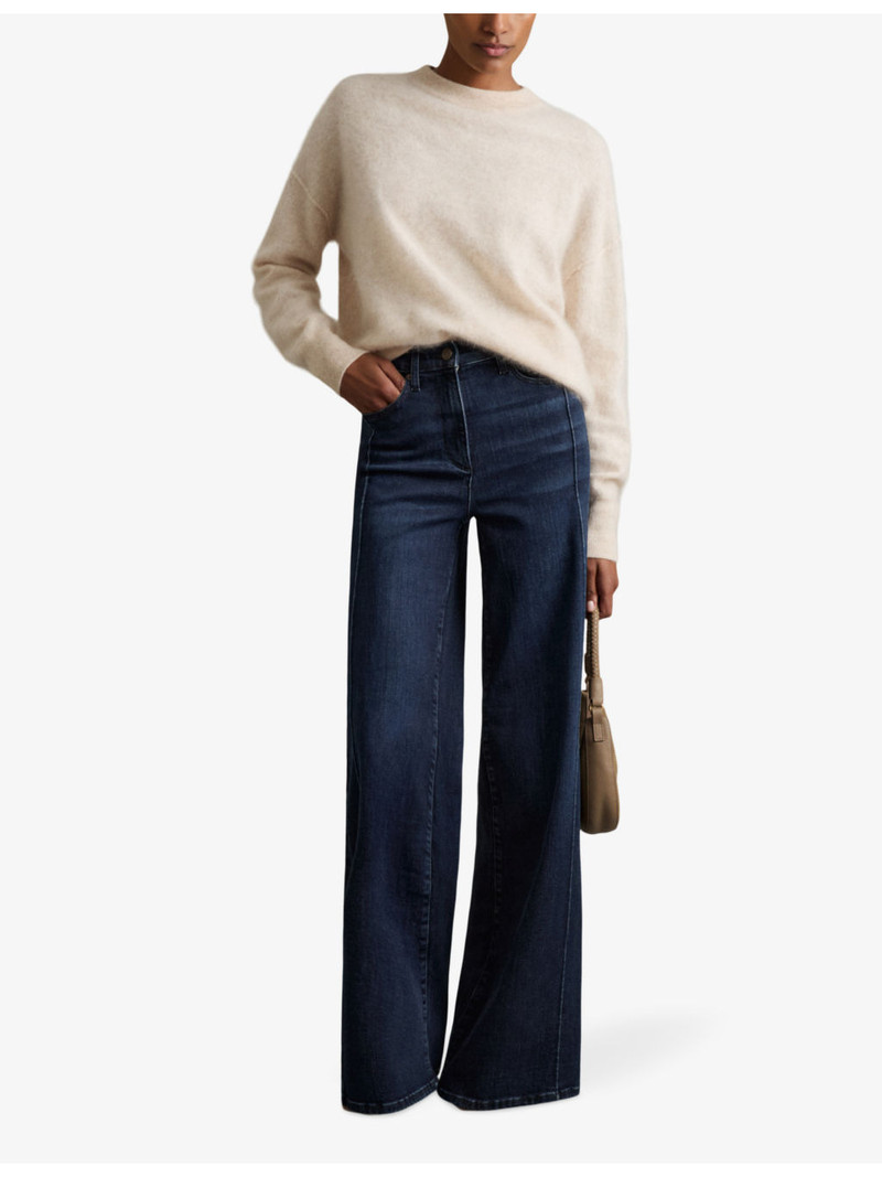 REISS Heather wide-leg high-rise stretch-denim jeans outlook