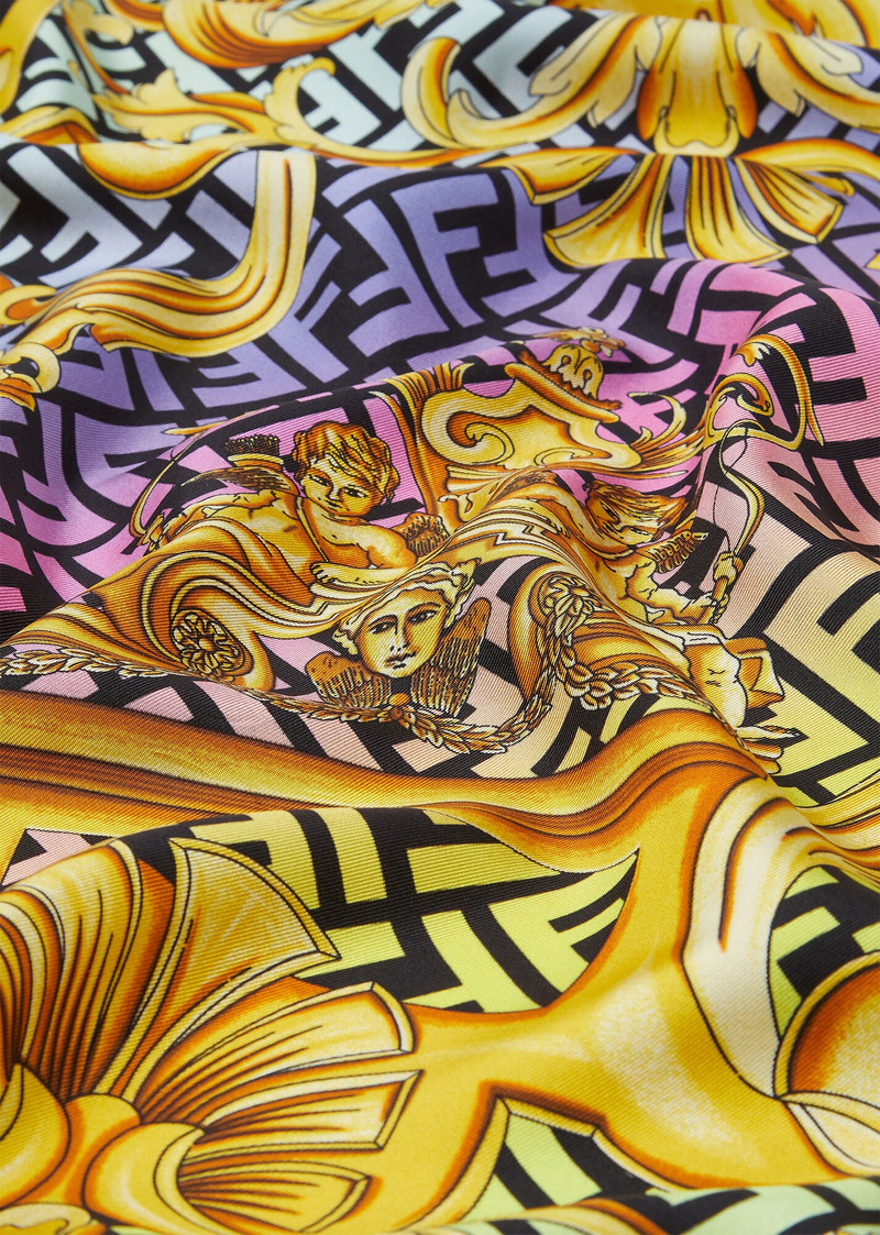 VERSACE Fendace Gold Baroque Silk Foulard outlook