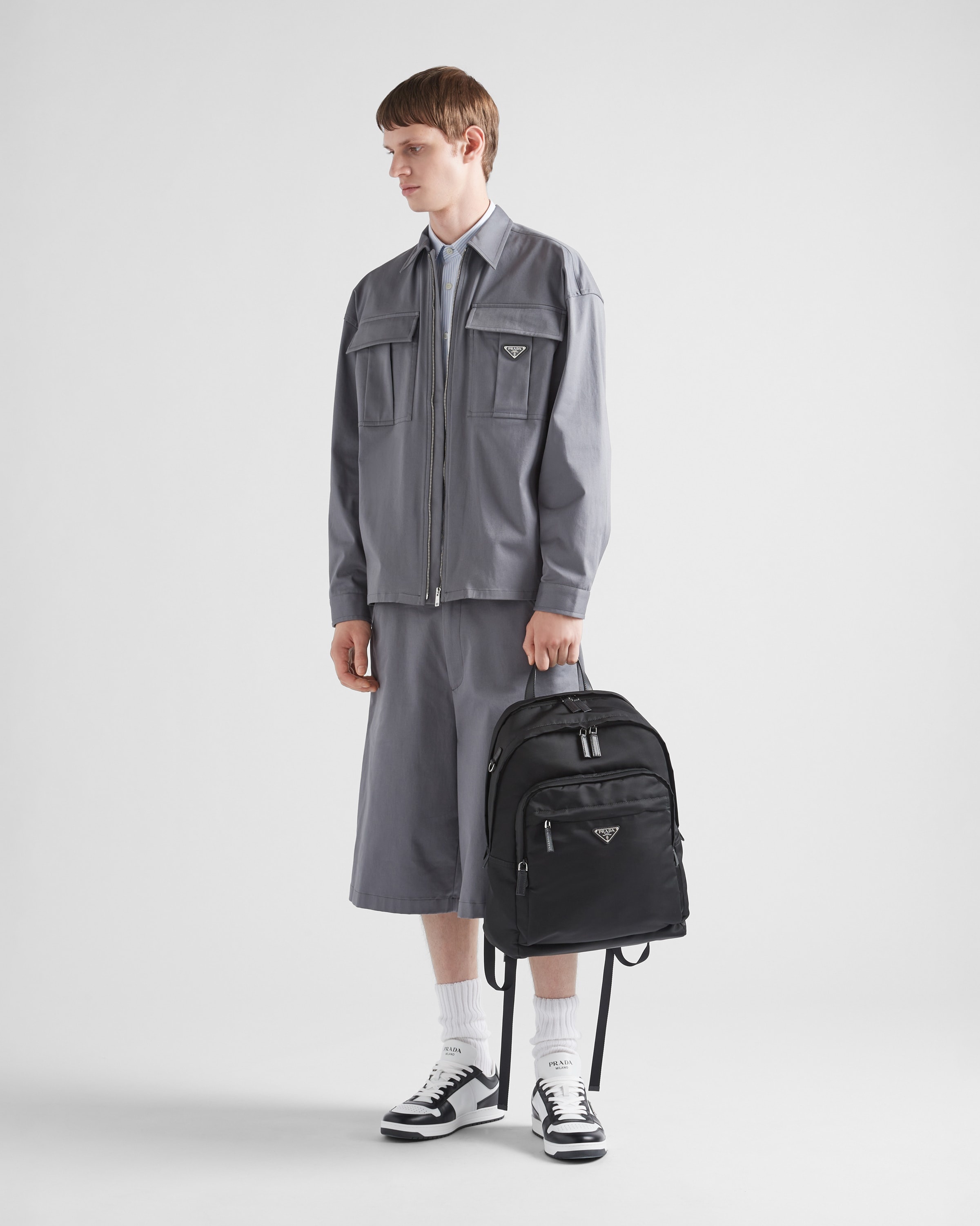Re-Nylon and Saffiano leather backpack - 2