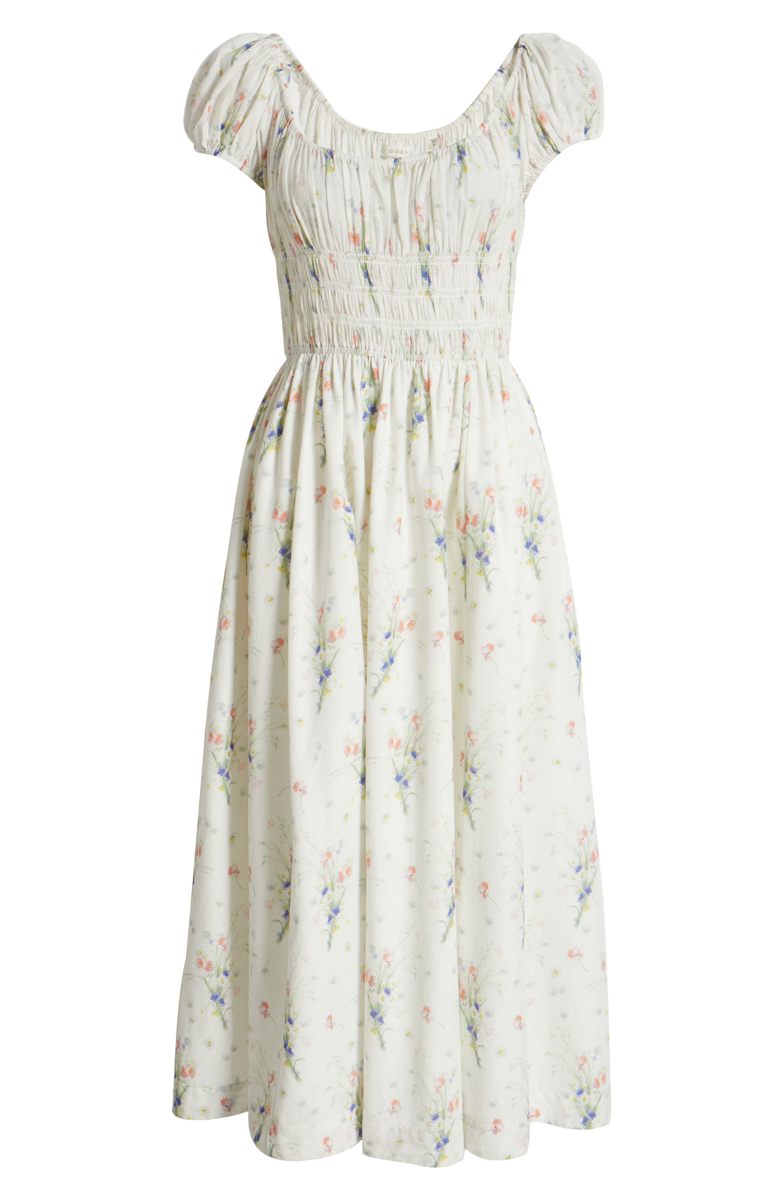 DÔEN Quinley Floral Organic Cotton Midi Dress in Painted Bouquet at Nordstrom - 5
