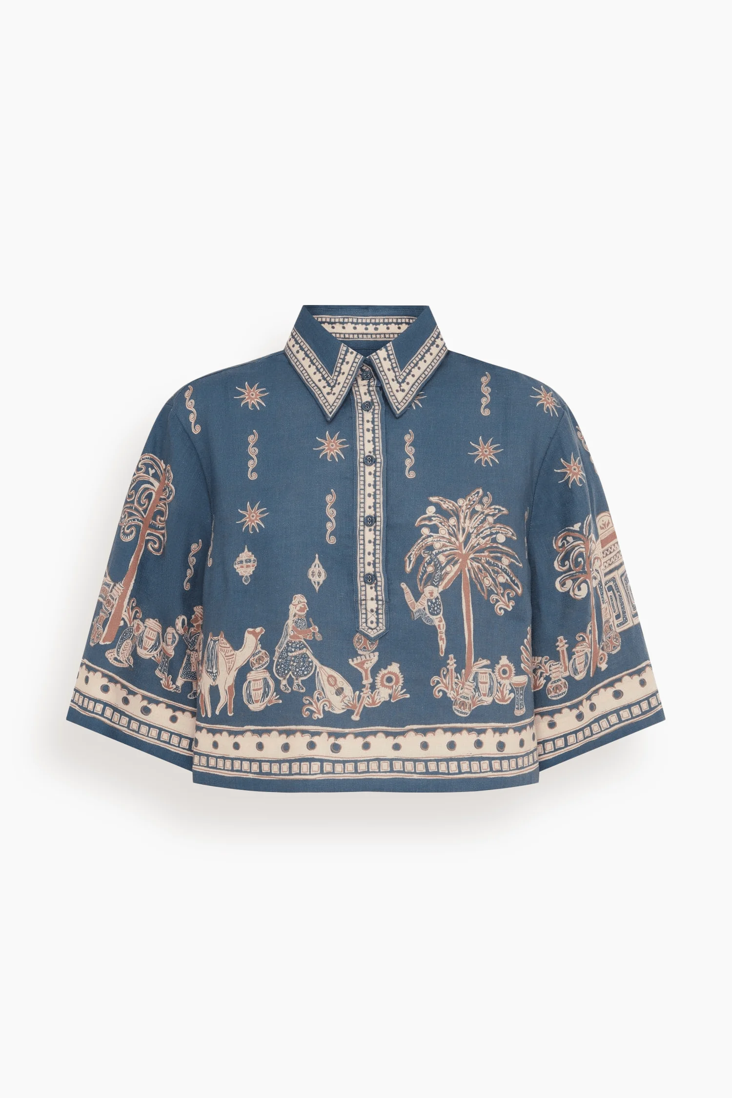 Acacia Cropped Shirt in Blue - 1