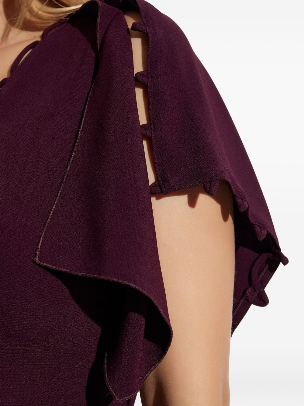 ruffled-sleeve asymmetric midi dress - 5