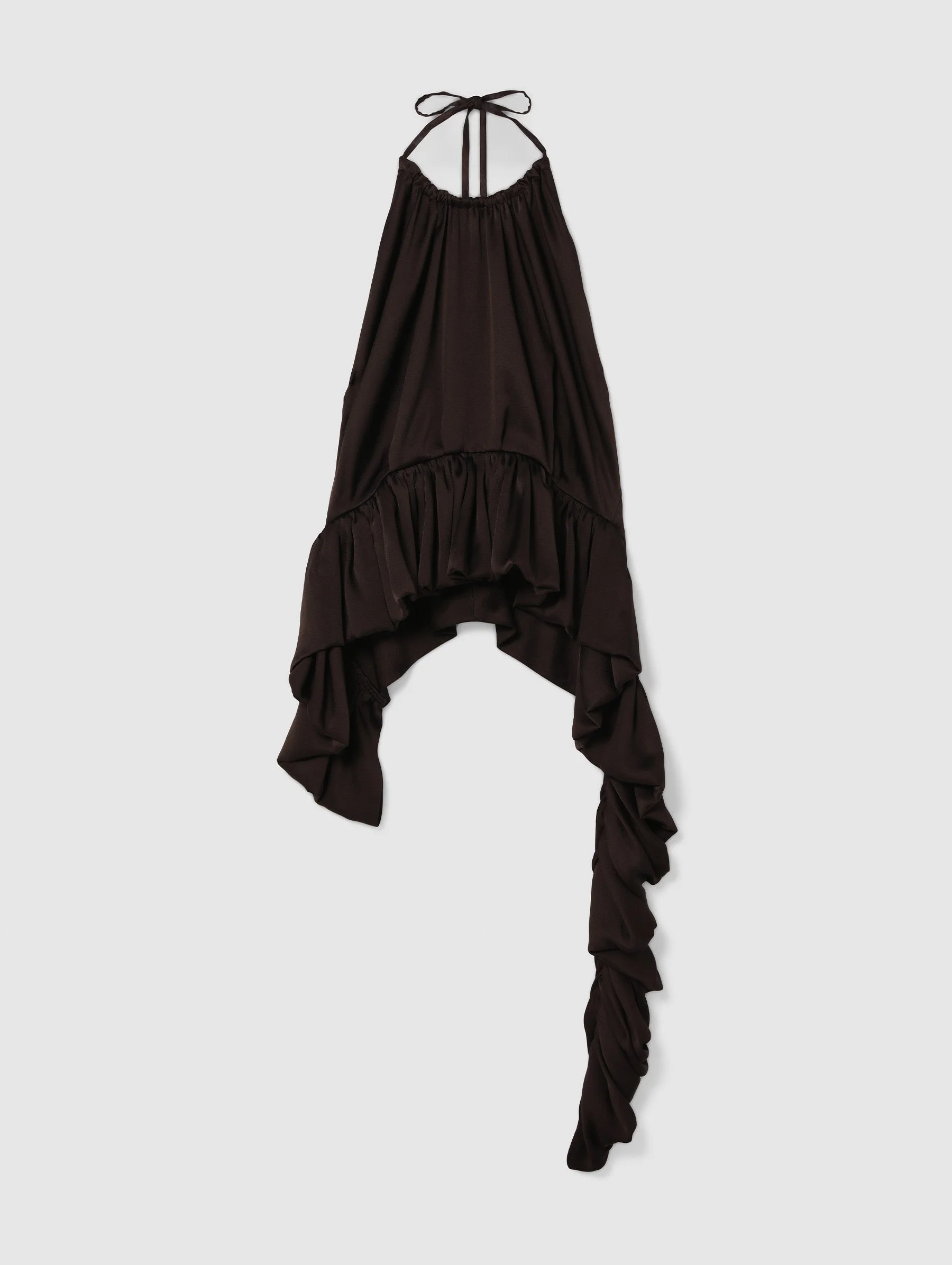TAMARA PEPLUM TOP CHOCOLATE SATIN - 1