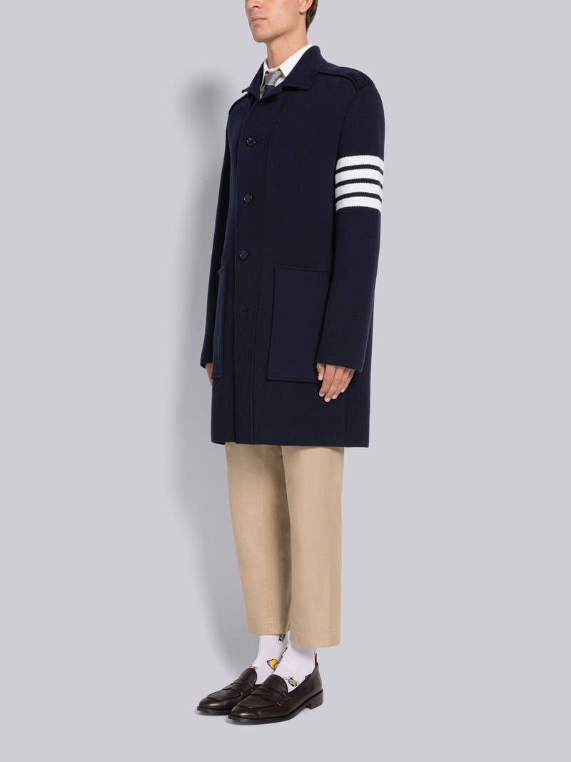 Thom Browne COTTON CASHMERE INTERLOCK 4-BAR POLO COLLAR OVERCOAT outlook