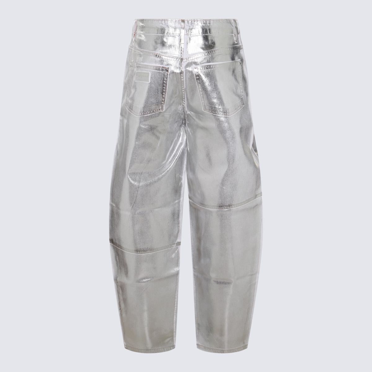 GANNI GANNI SILVER COTTON JEANS | baltini | REVERSIBLE