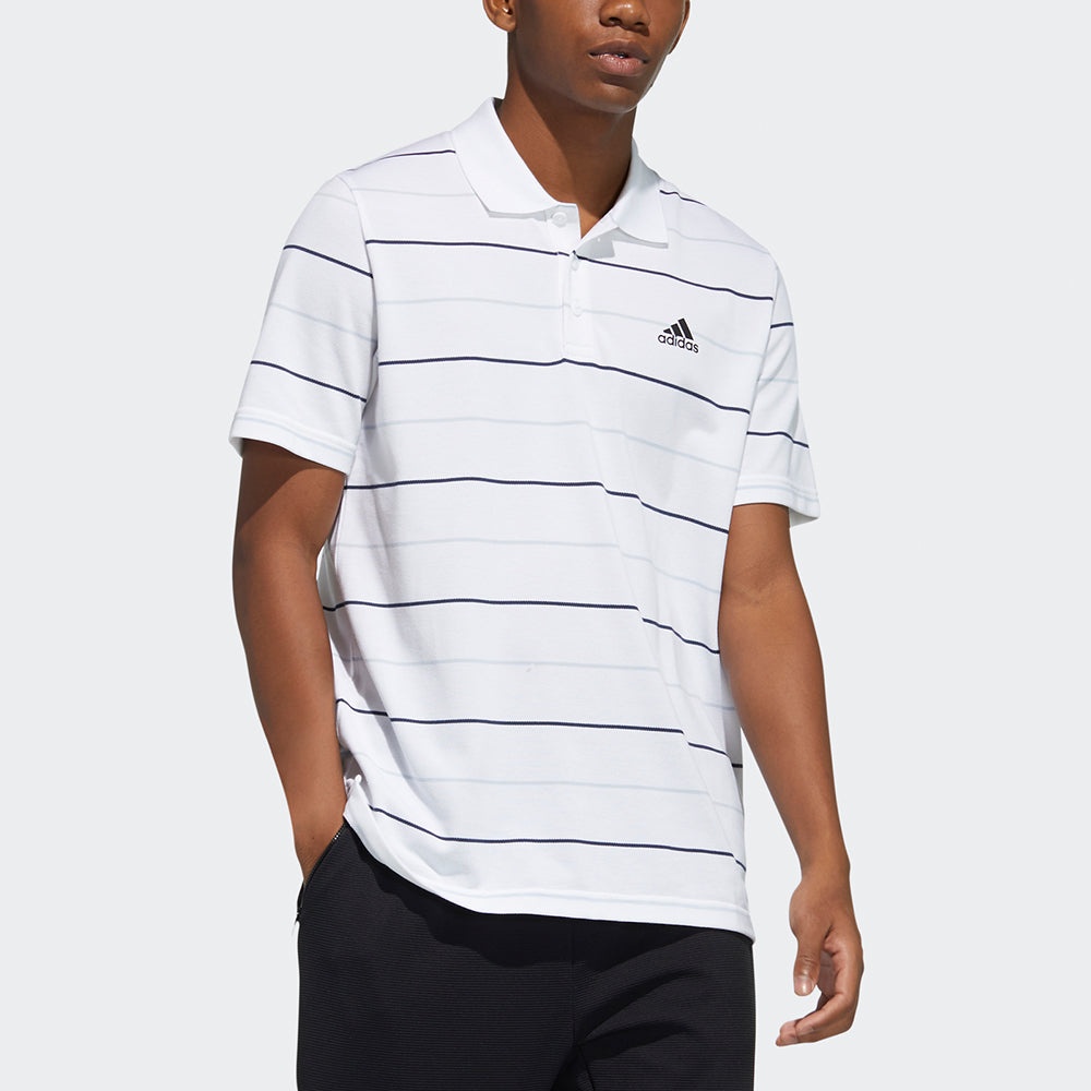 adidas Striped Sports Casual Short Sleeve Polo Shirt White GP1000 - 5