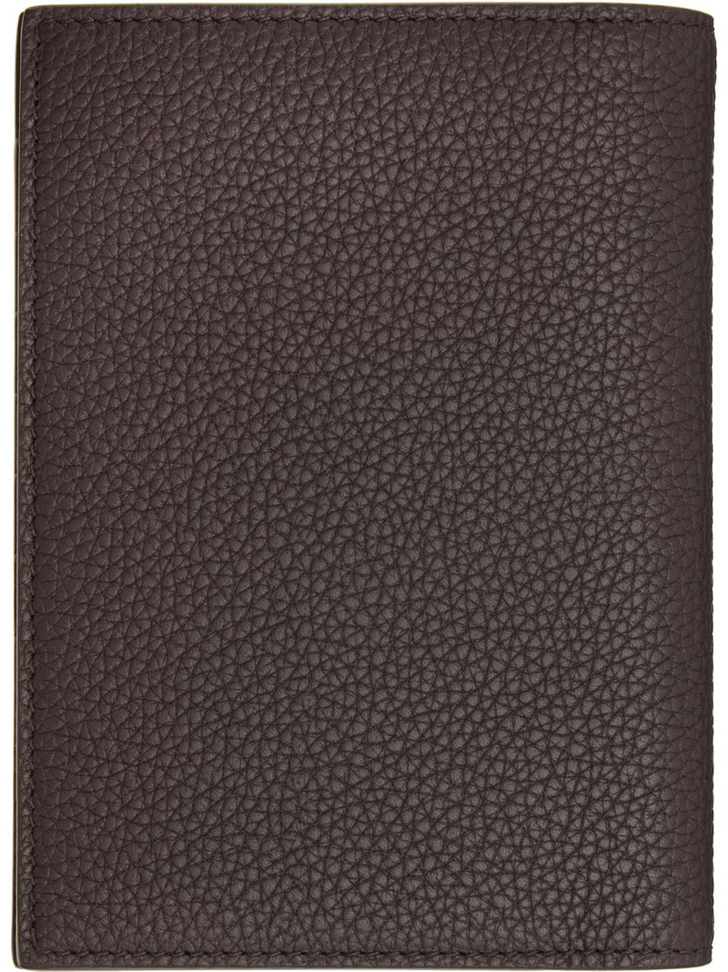 TOM FORD Burgundy Soft Grain Leather T Line Passport Holder outlook