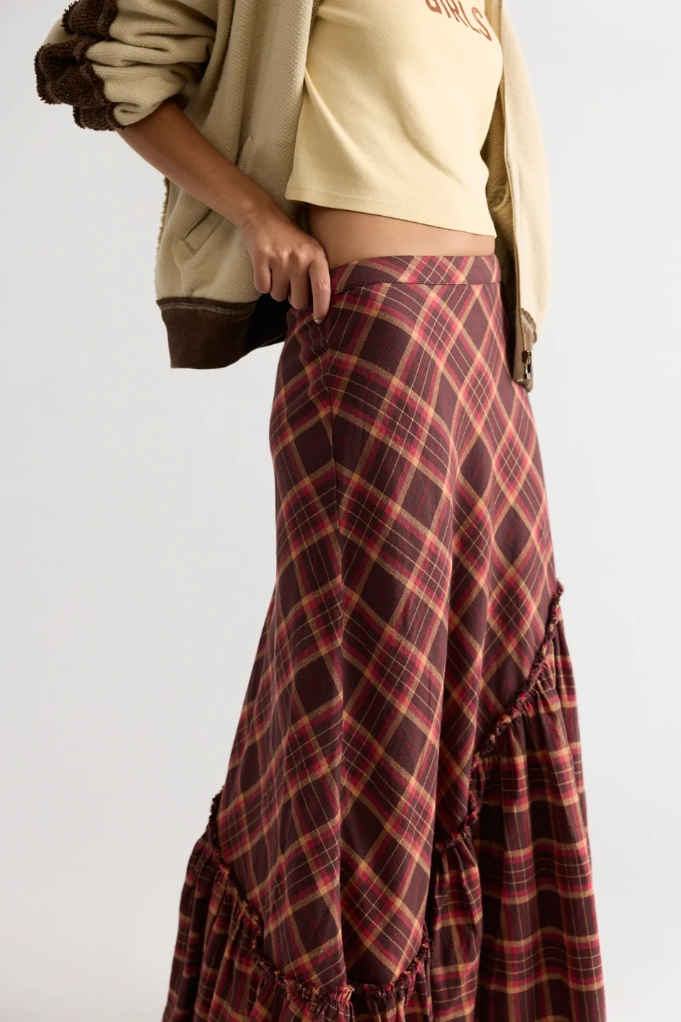Emberwood Plaid Maxi Skirt - 1