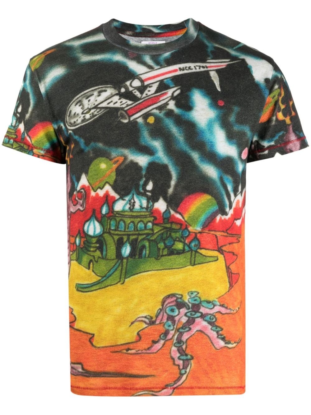 cartoon-print cotton T-shirt - 1