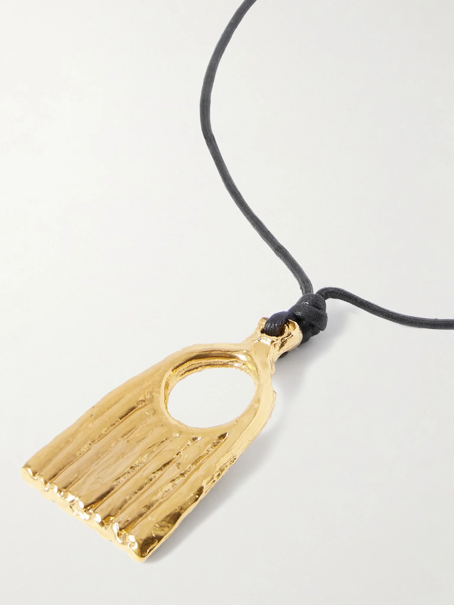 The Vanitas cord and recycled gold-plated necklace Black - 1