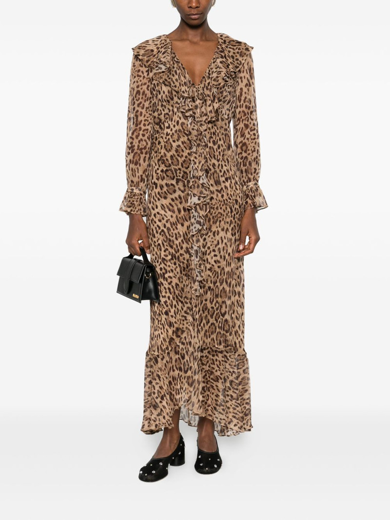 RIXO Grayce ruffled leopard midi dress outlook