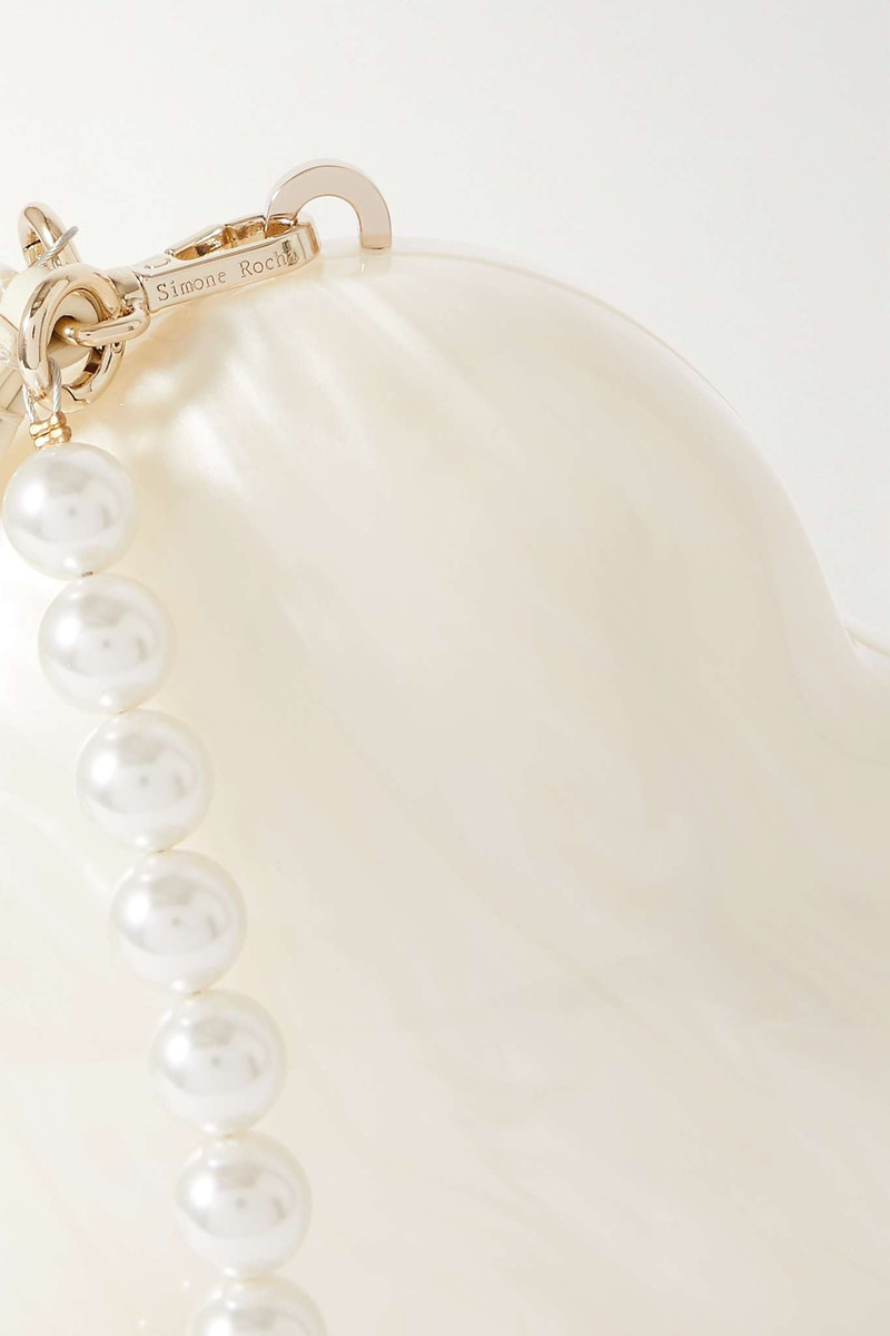 Heart leather-trimmed marbled acrylic clutch 4