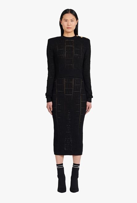 Cropped black sweater eco-designed with Balmain monogram - 4