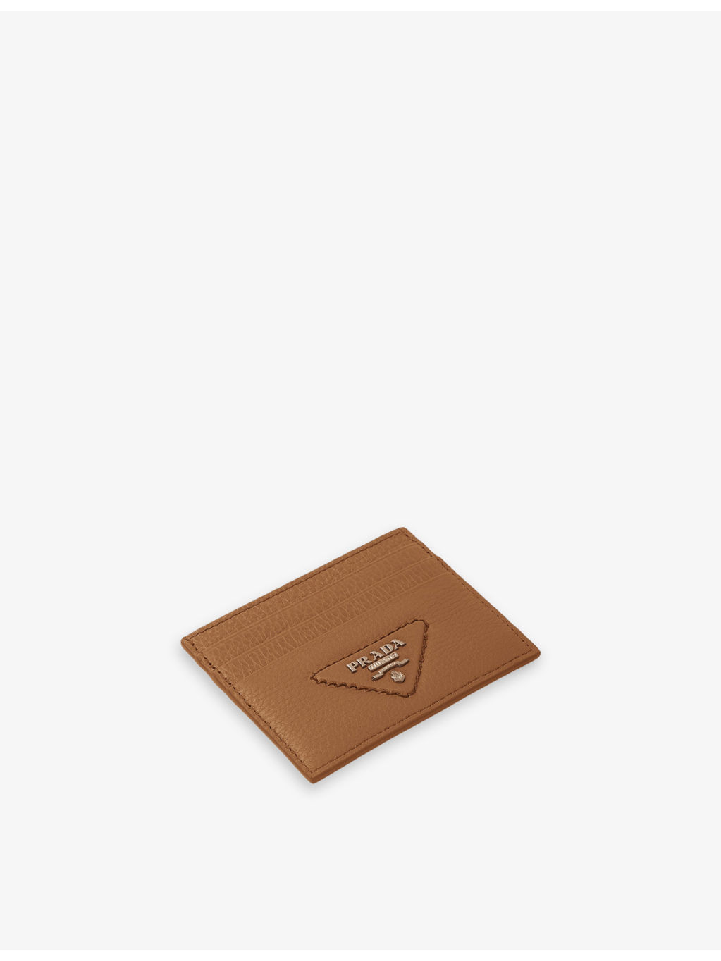 Brand-plaque grained-leather card holder - 2