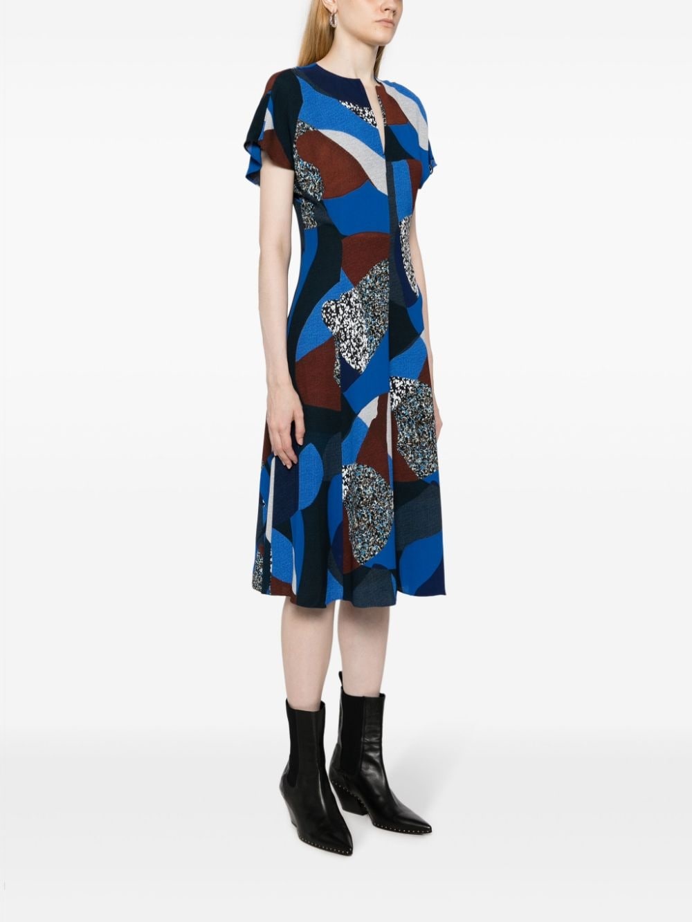 graphic-print V-neck midi dress - 3