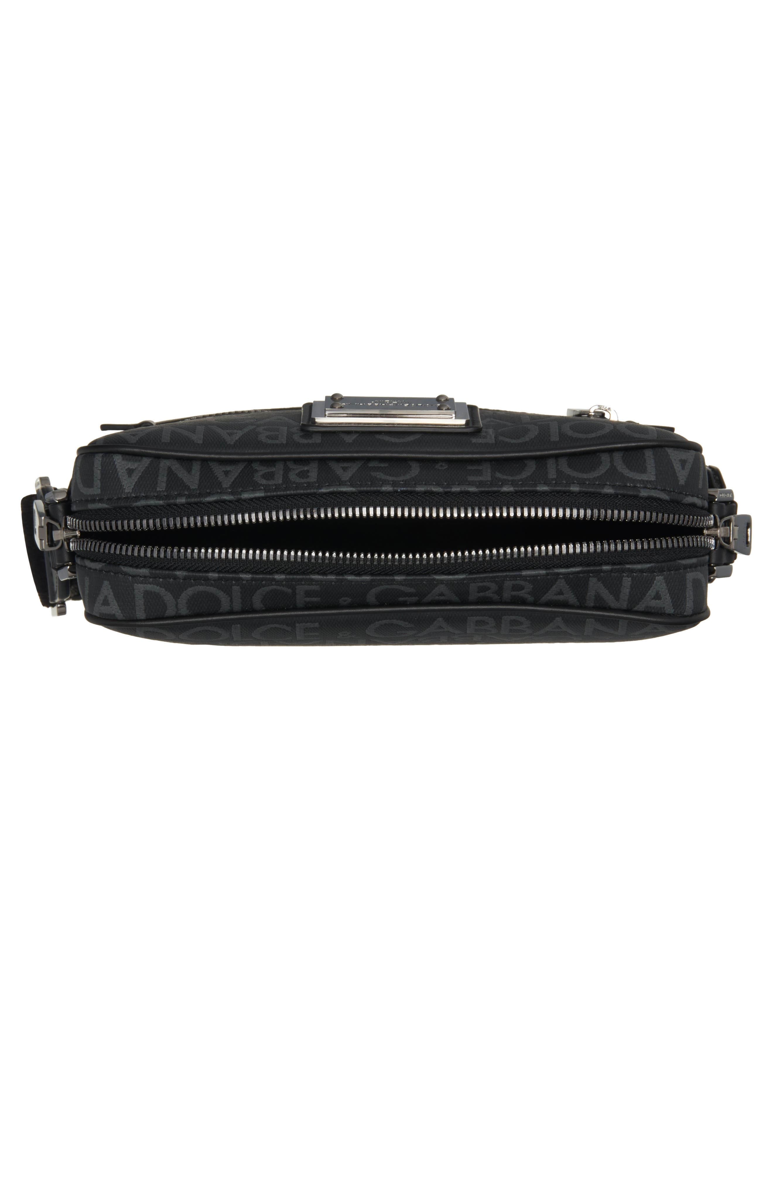 Dolce&Gabbana Logo Plaque Logo Jacquard Crossbody Bag in Black/Grey at Nordstrom - 4