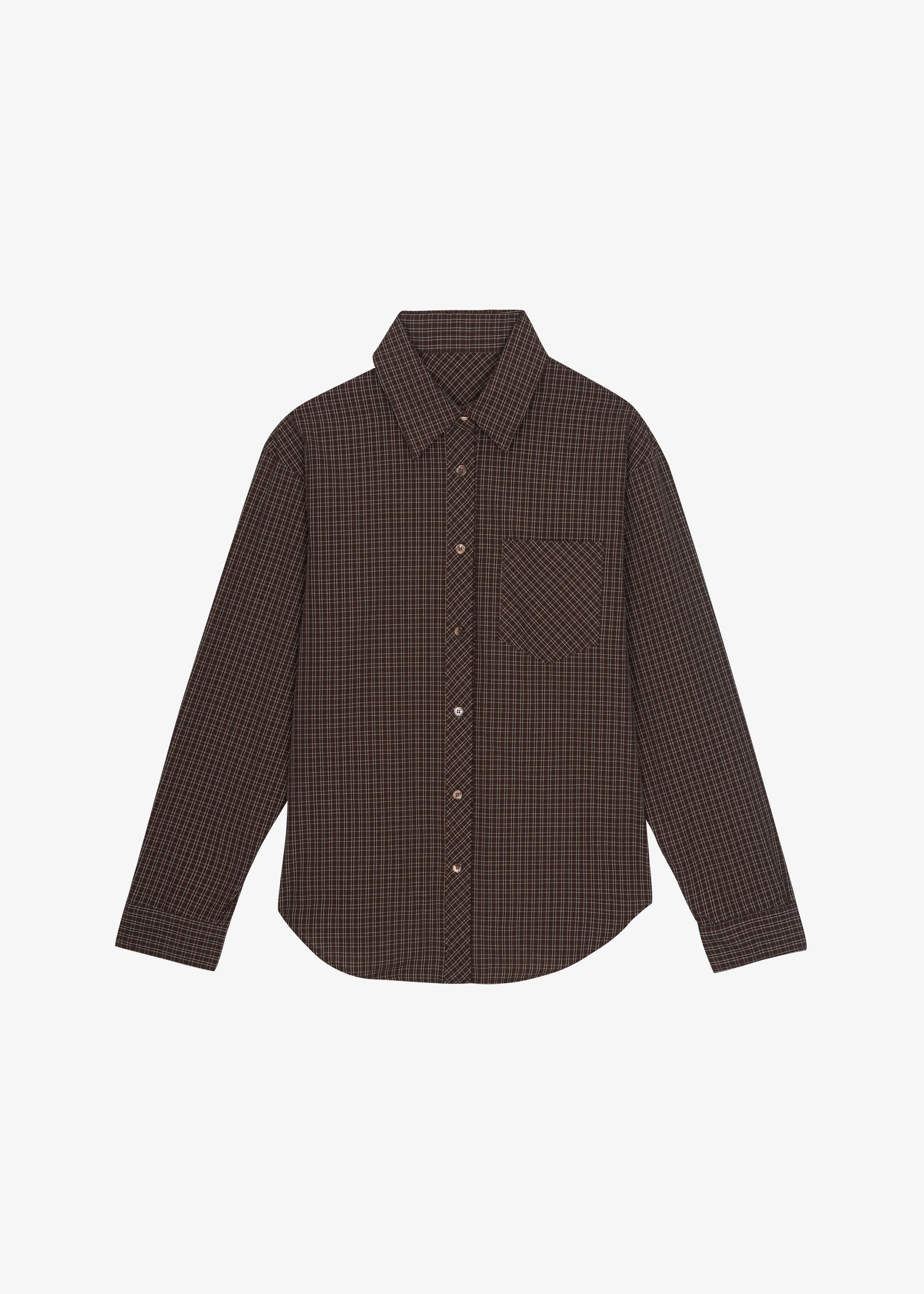 Vesta Cotton Shirt - Brown Plaid - 1