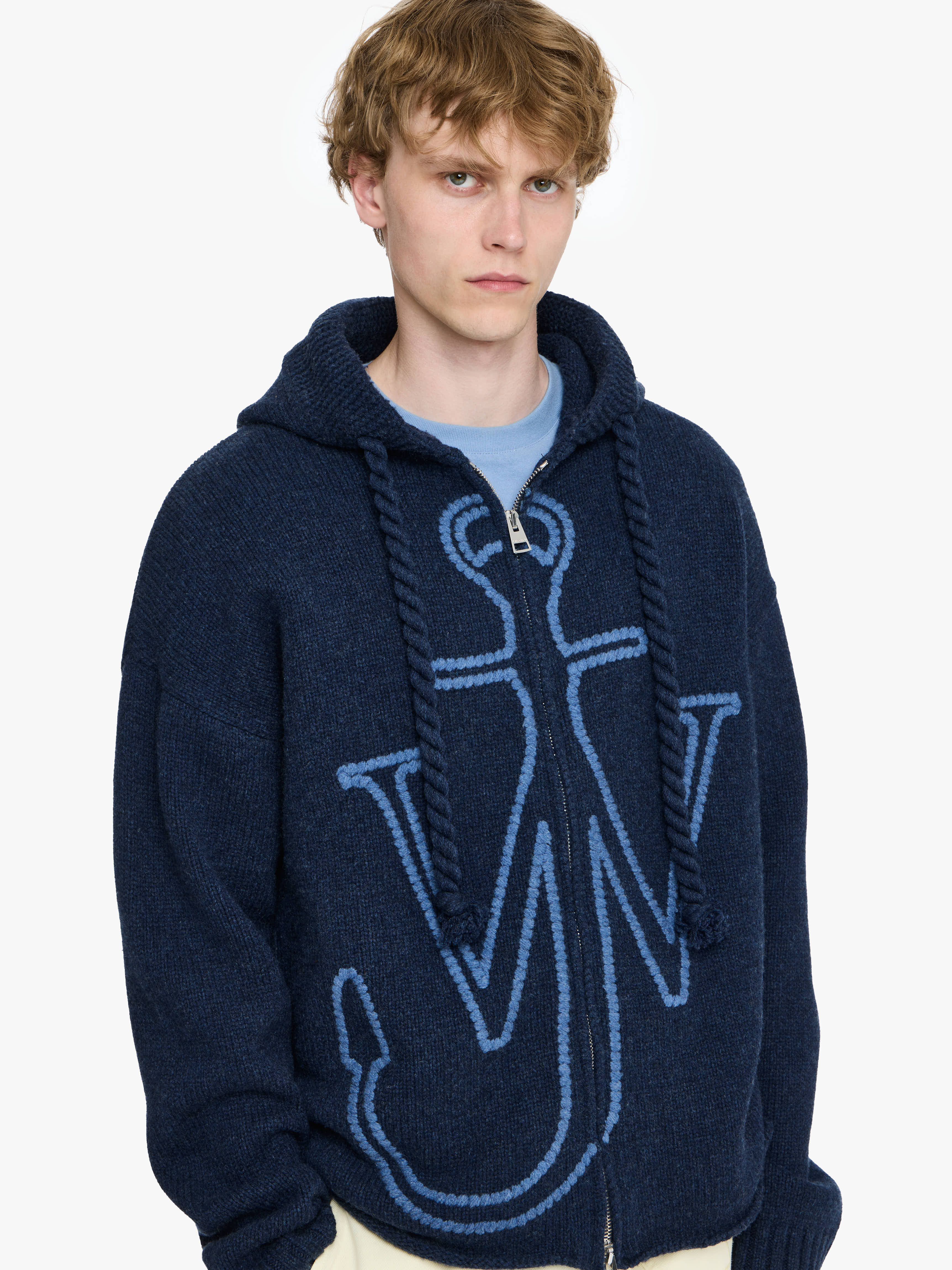 ANCHOR EMBROIDERY ZIPPED HOODIE - 4