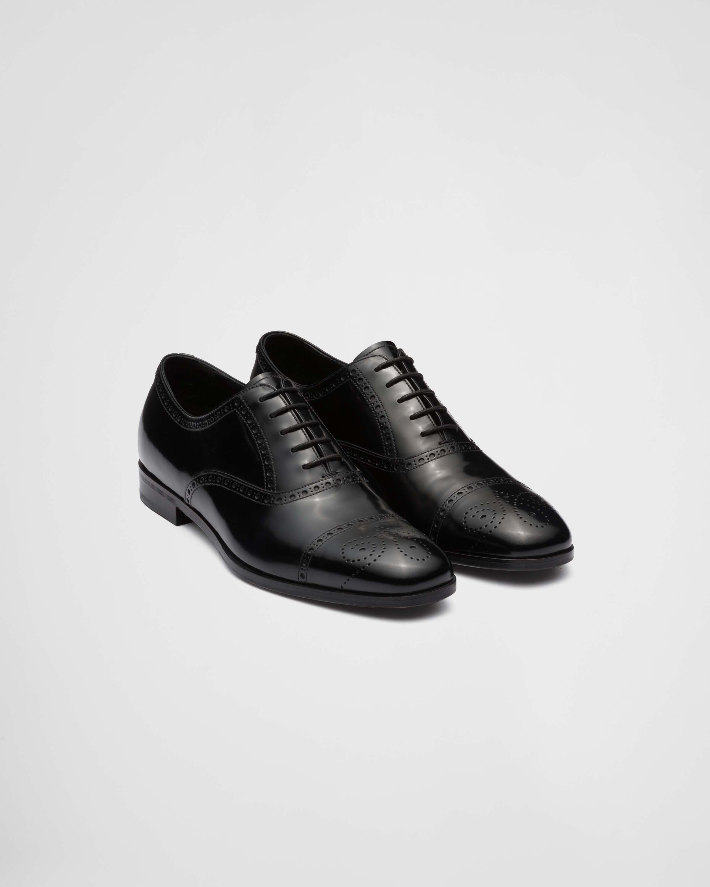 Prada Brushed Leather Oxford Brogue Shoes | REVERSIBLE