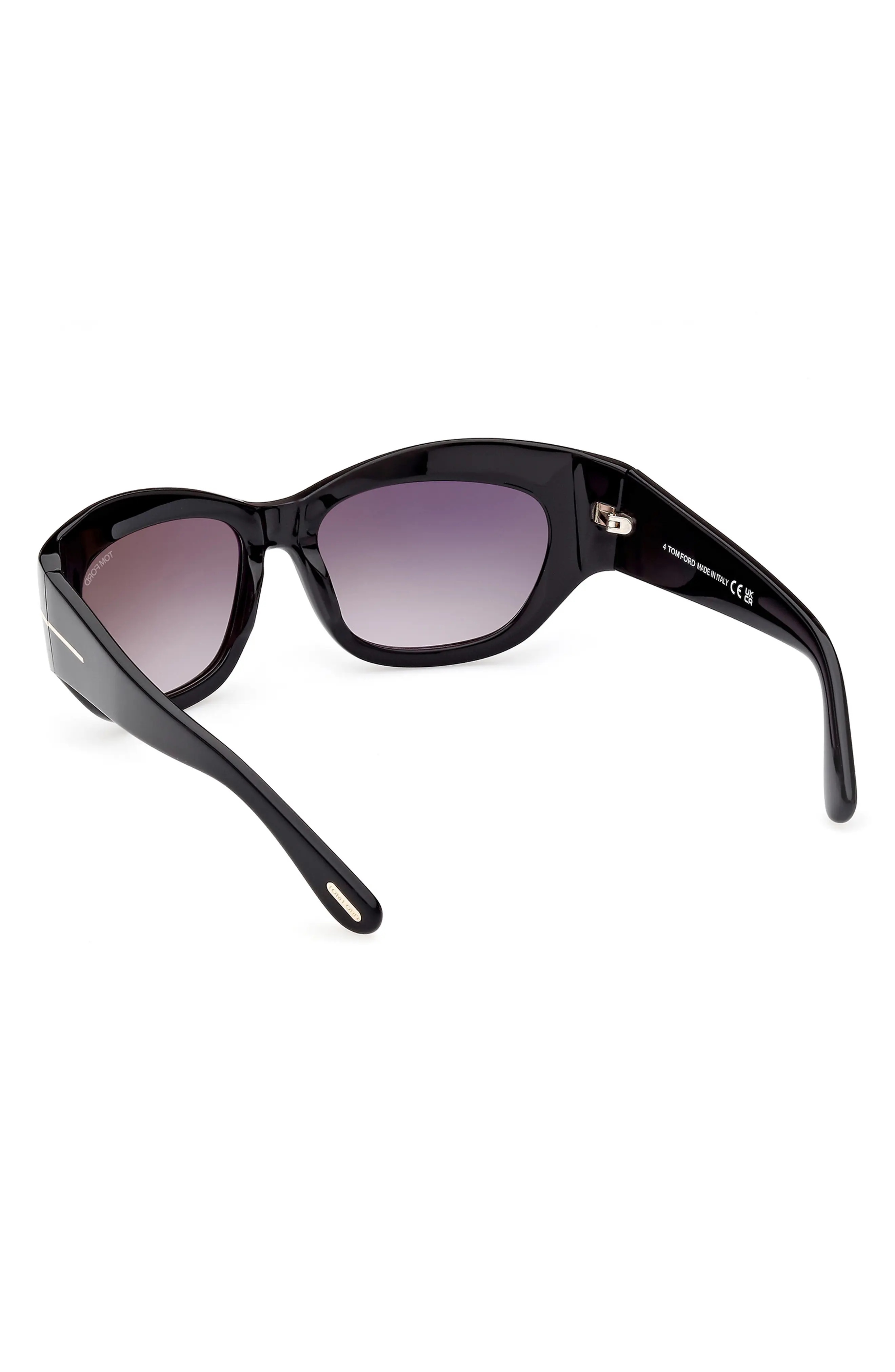 Brianna 55mm Gradient Cat Eye Sunglasses in Shiny Black /Smoke Pink - 5