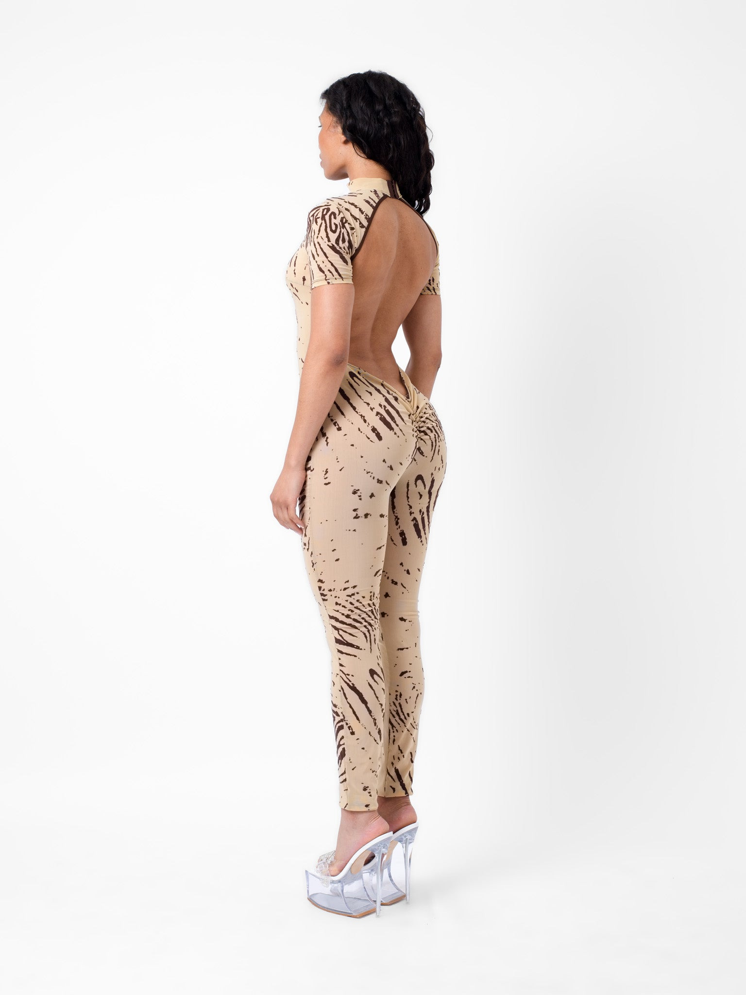 KNOCKOUT JUMPSUIT BEIGE ZEBRA PRINT - 5