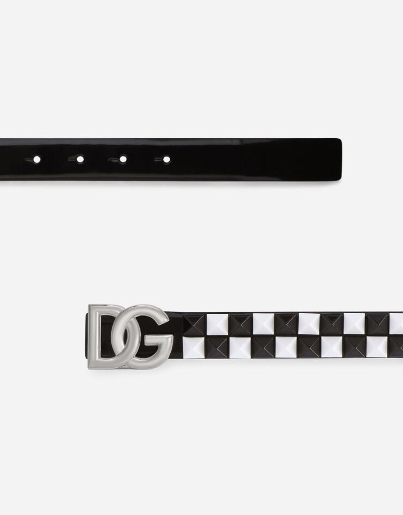 Calfskin belt with two-tone studs 3