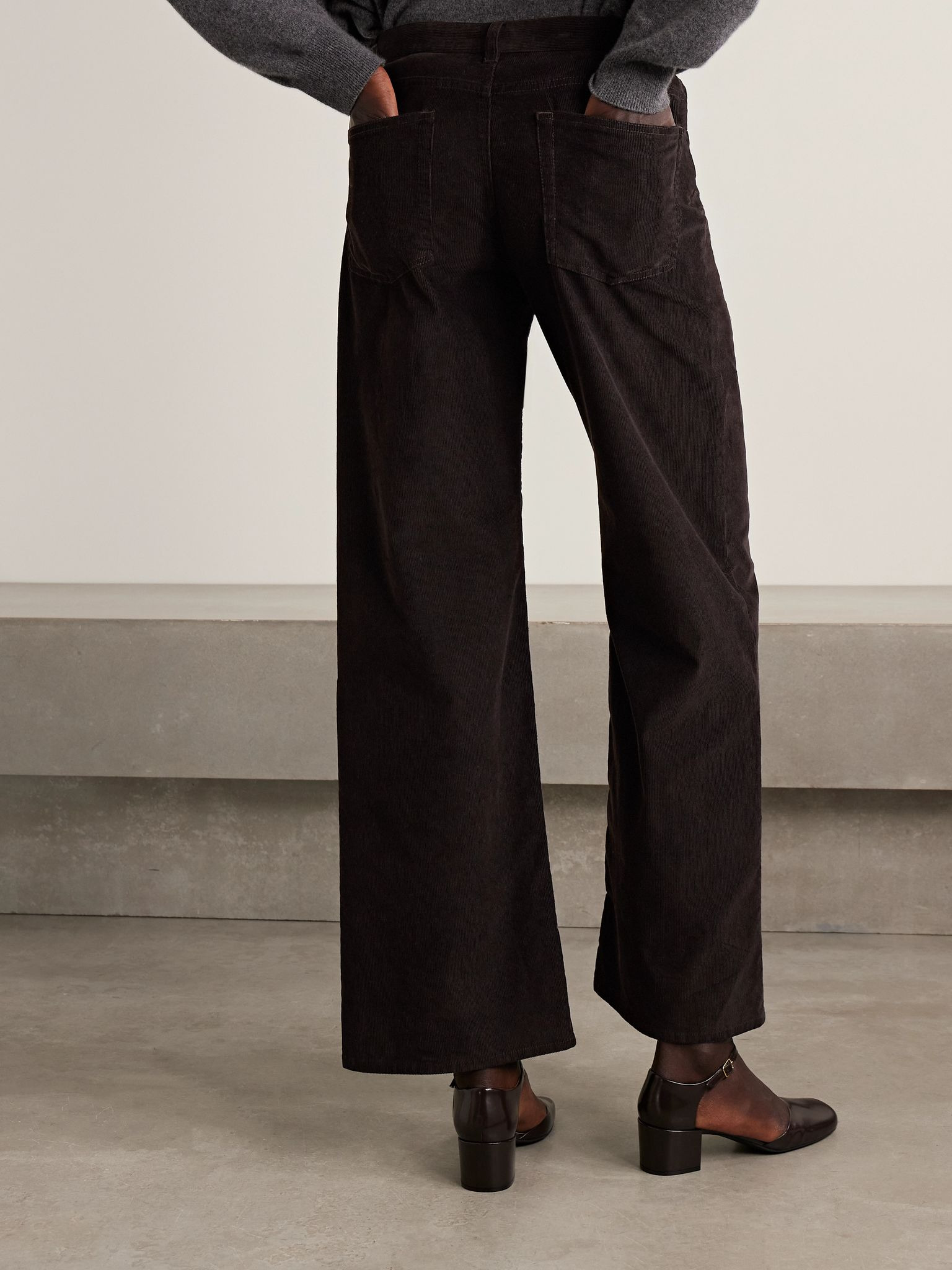 Eglitta cotton-blend corduroy straight-leg pants Brown - 3