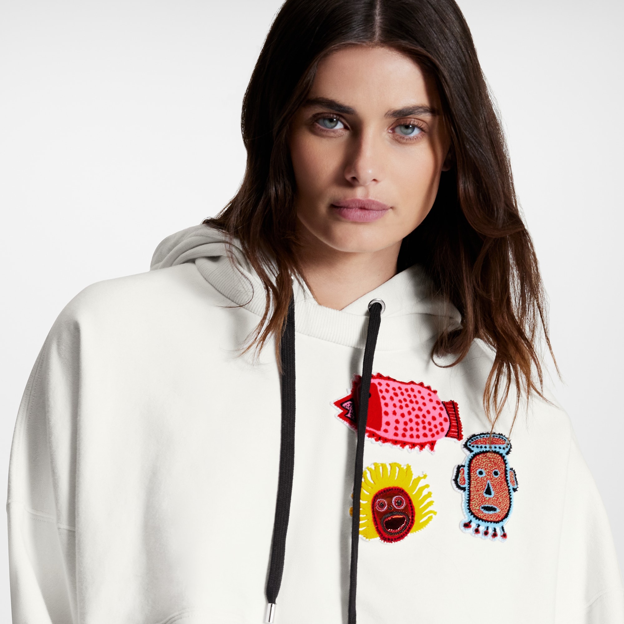 LV x YK Faces Patches Cropped Hoodie - 4