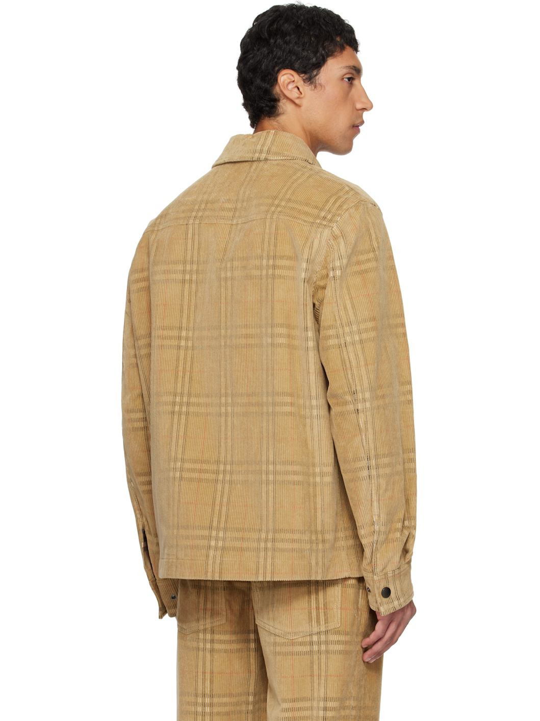 Beige Check Corduroy Shirt - 3