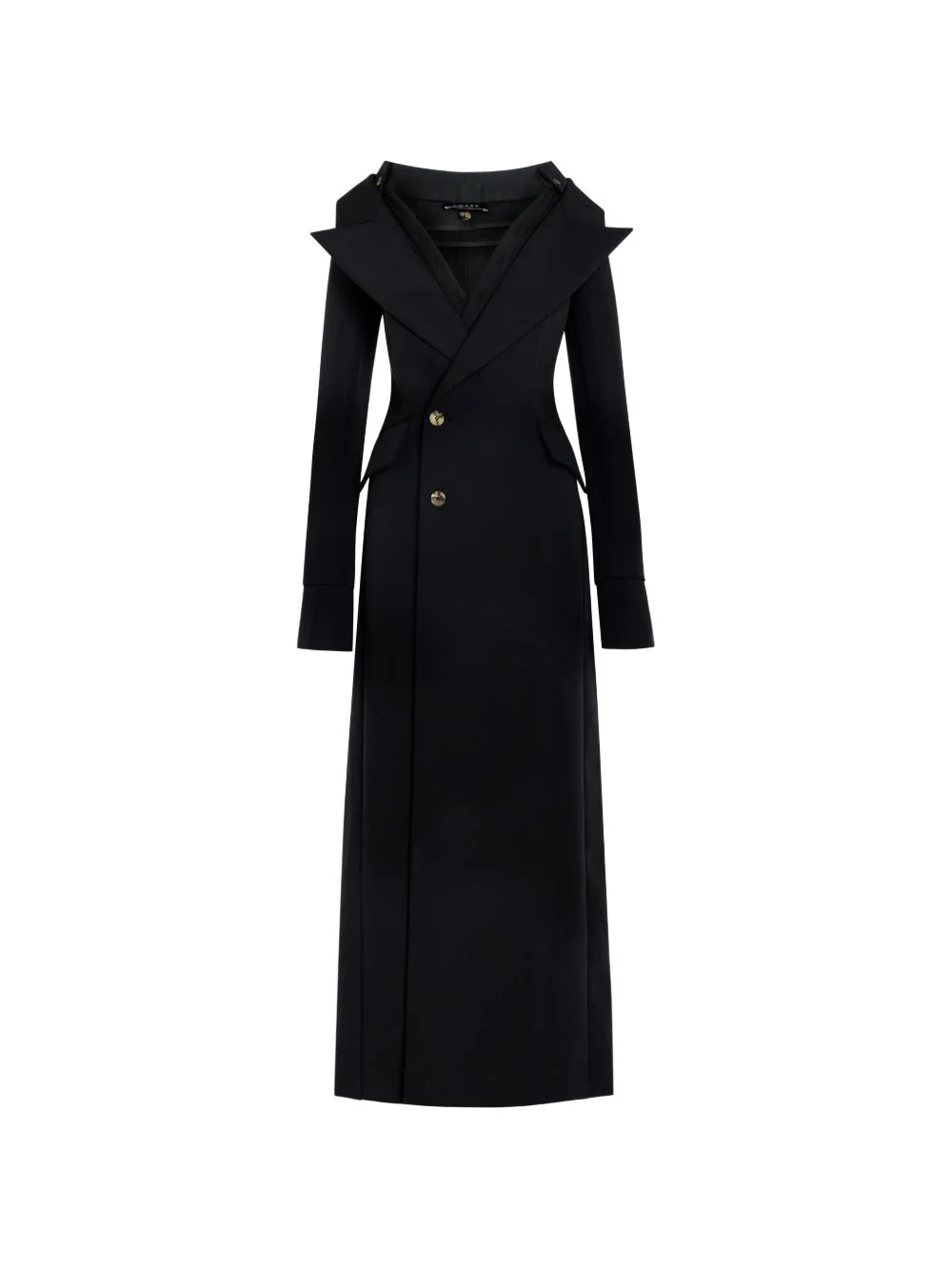 double-breasted off-shoulder coat - 1