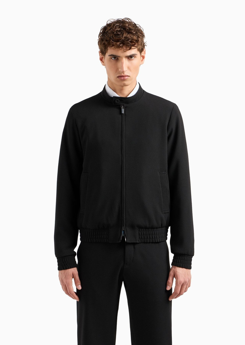 EMPORIO ARMANI Micro-armure crêpe blouson with zip outlook