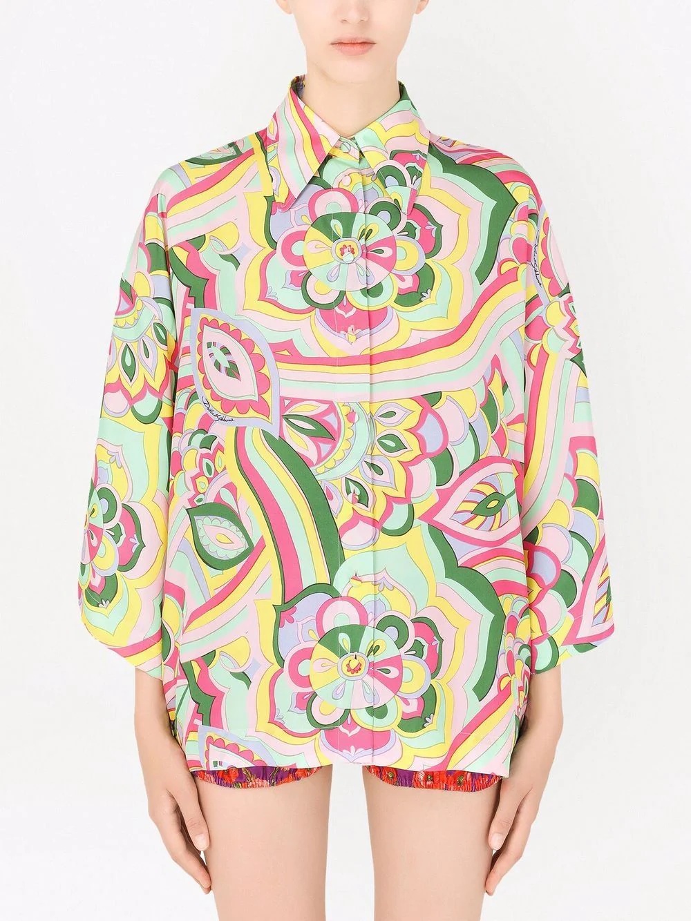 abstract-print silk shirt - 3