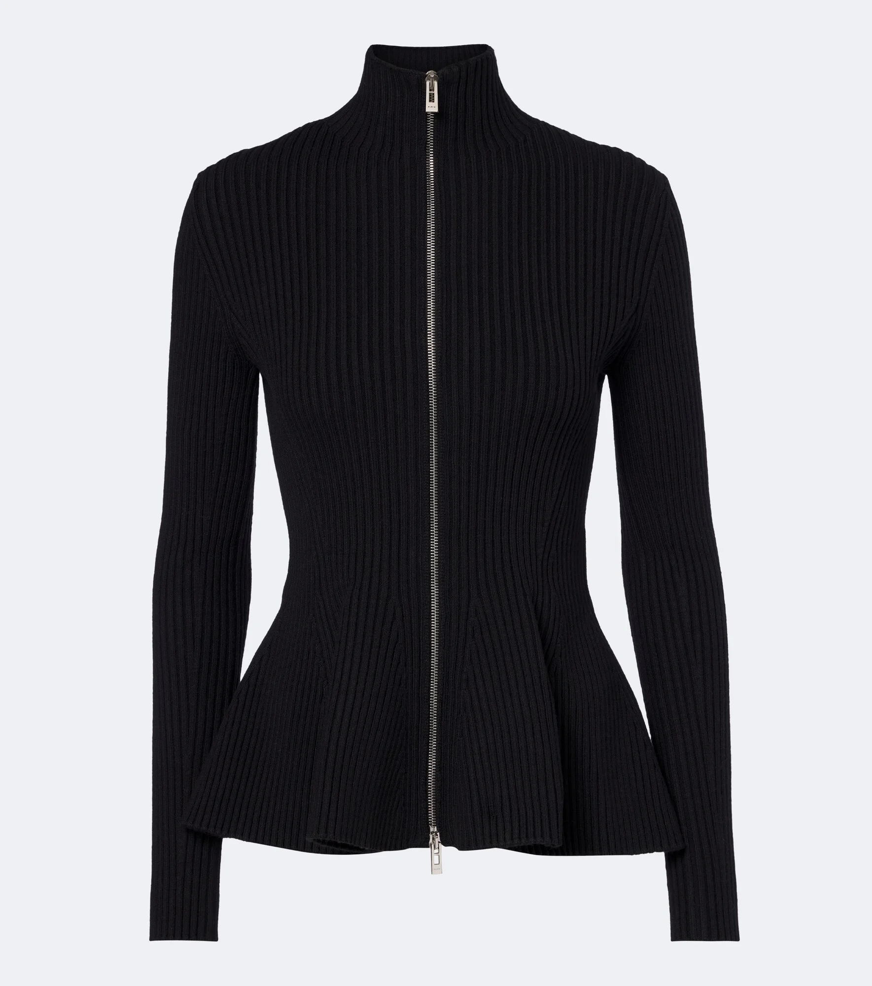 Peplum wool-blend zip-up cardigan - 1