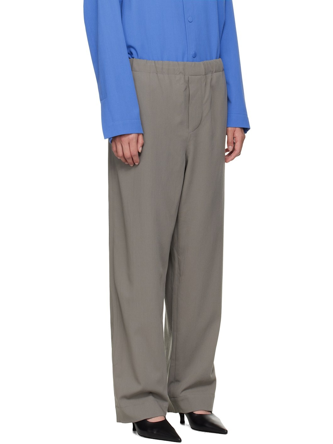 Gray Ed Twill Drawstring Trousers - 2