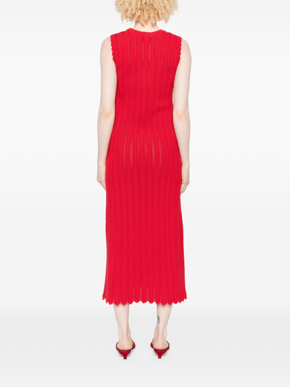 scalloped-trim midi dress - 4