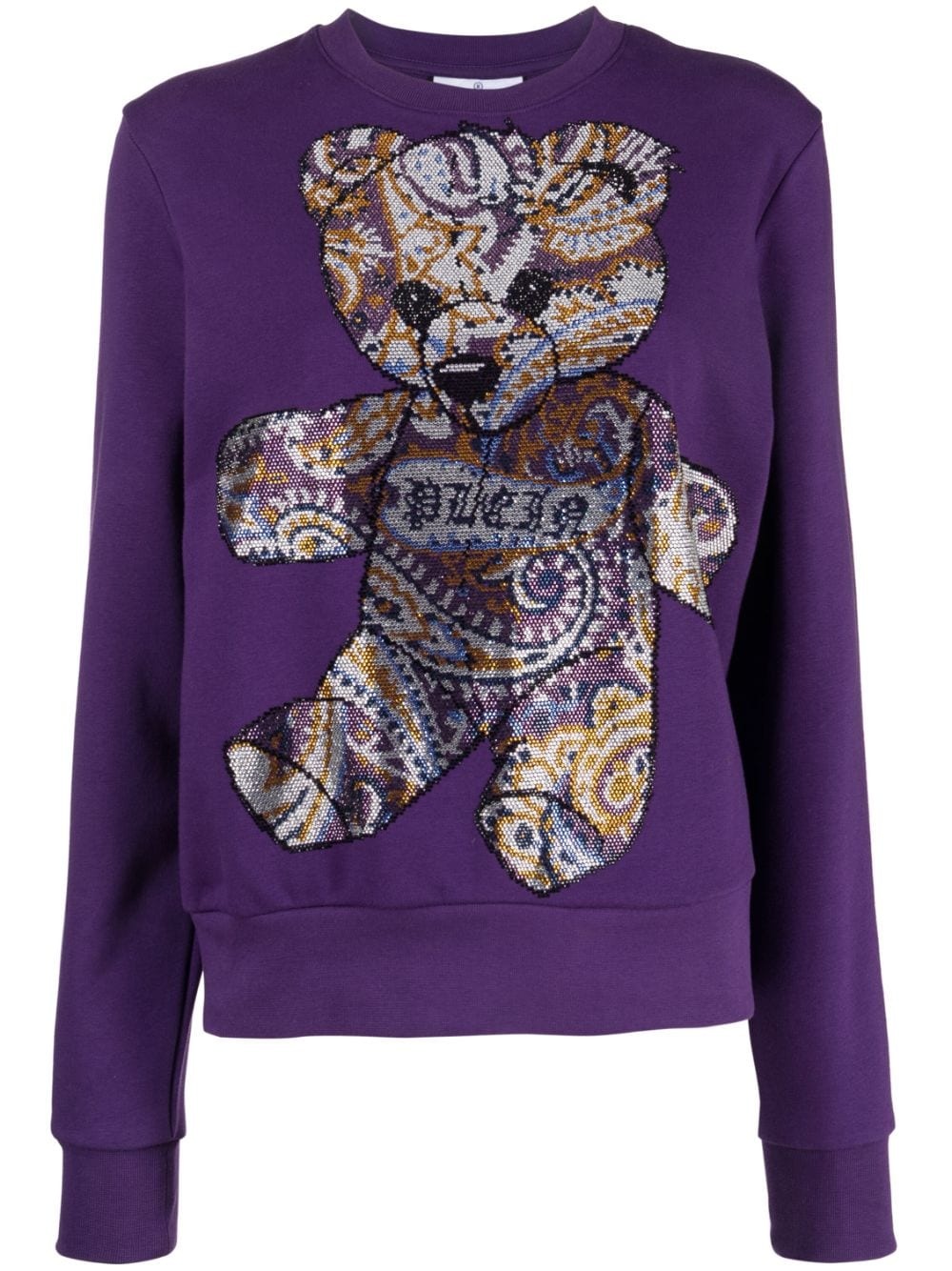 rhinestoned teddy bear-print sweatshirt - 1