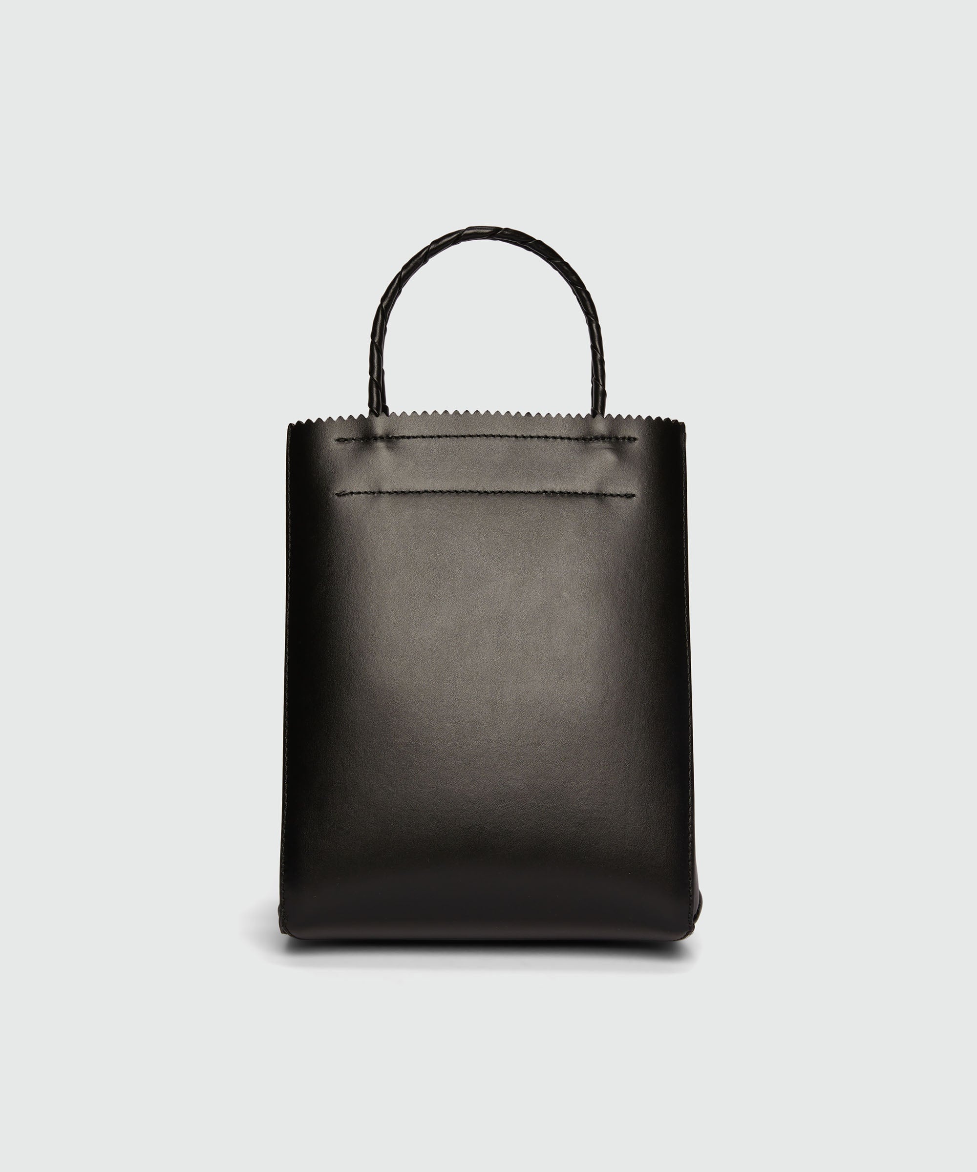 Black matte leather small tote bag - 2