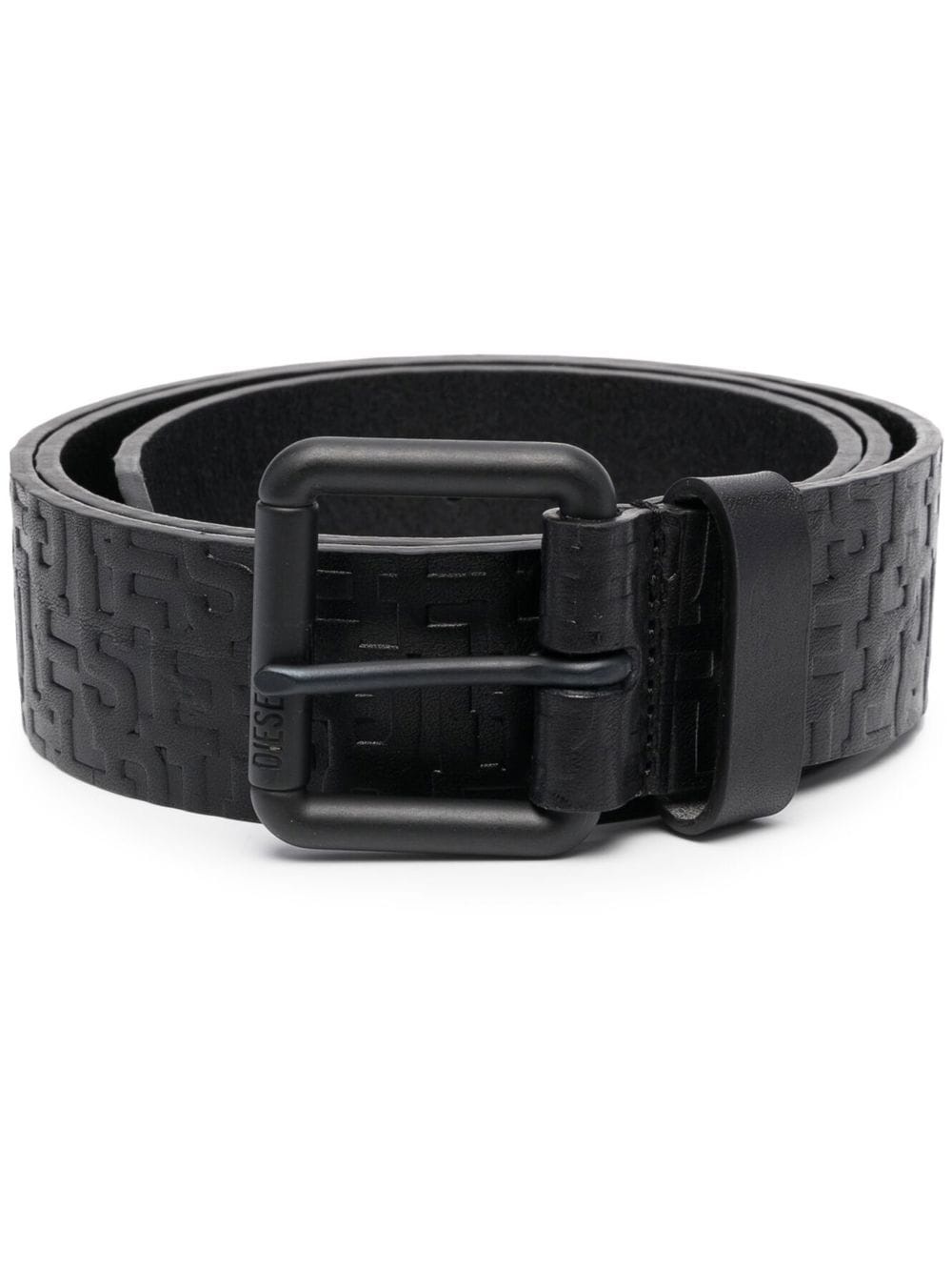 embossed-logo print leather belt - 1