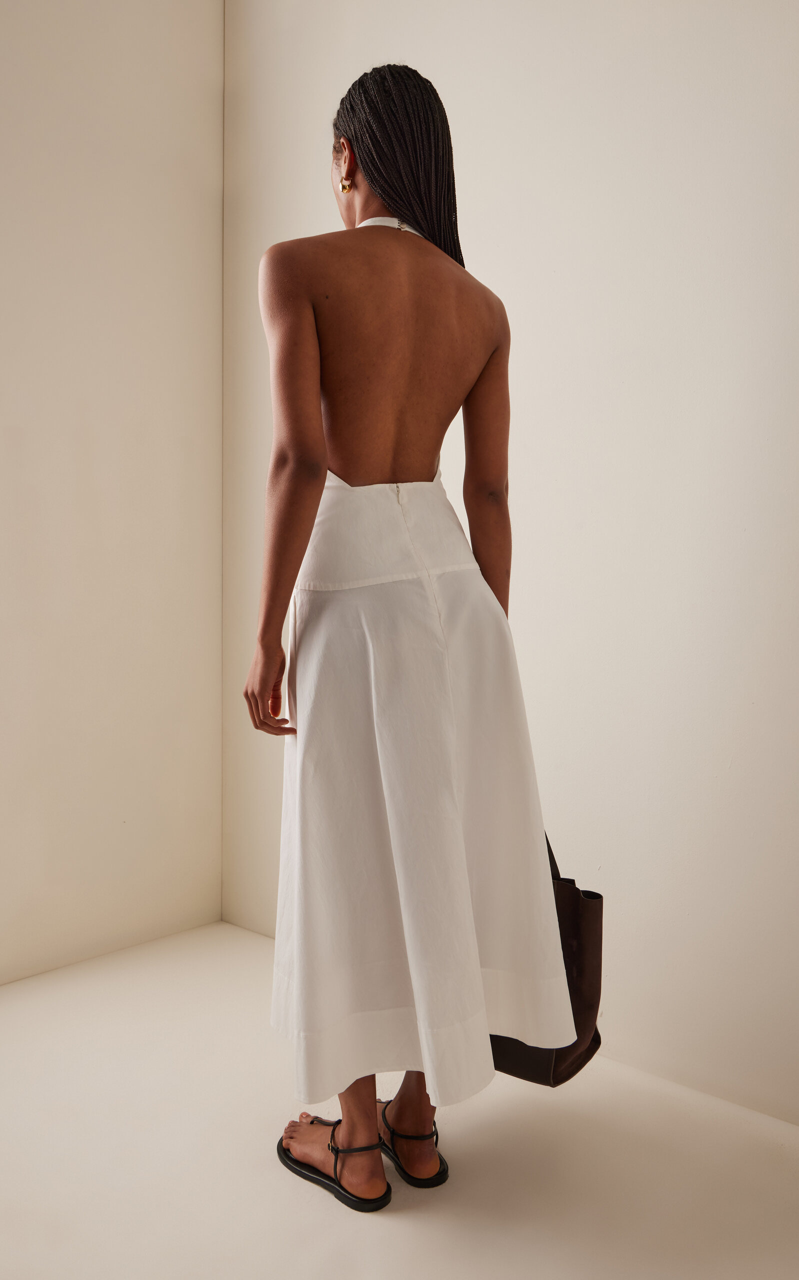 Halter Cotton-Blend Midi Dress white - 4