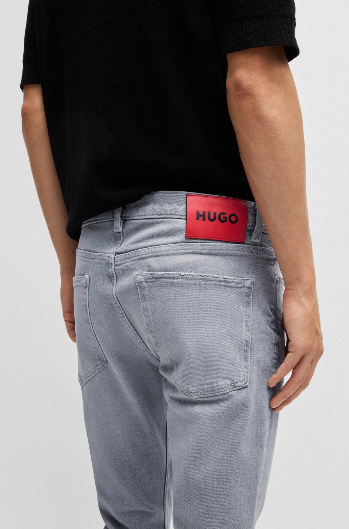 EXTRA-SLIM-FIT JEANS IN SILVER-GRAY STRETCH DENIM - 5