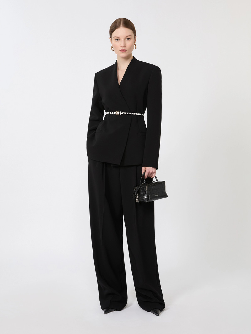 Max Mara Double-breasted cady jacket with belt - BLACK outlook