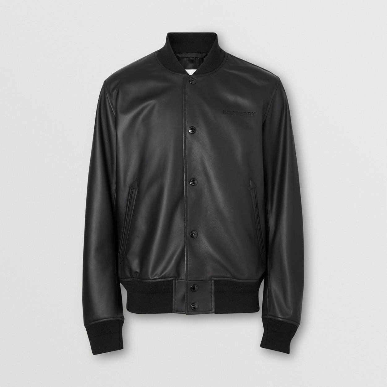 Logo Embossed Lambskin Bomber Jacket - 3