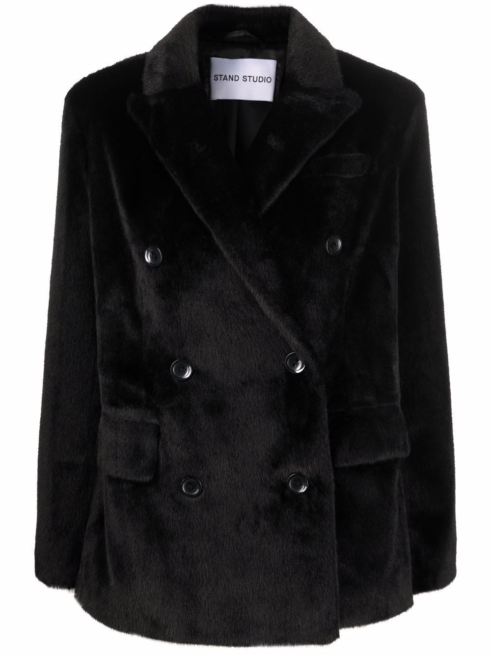 faux-fur double-breasted coat - 1