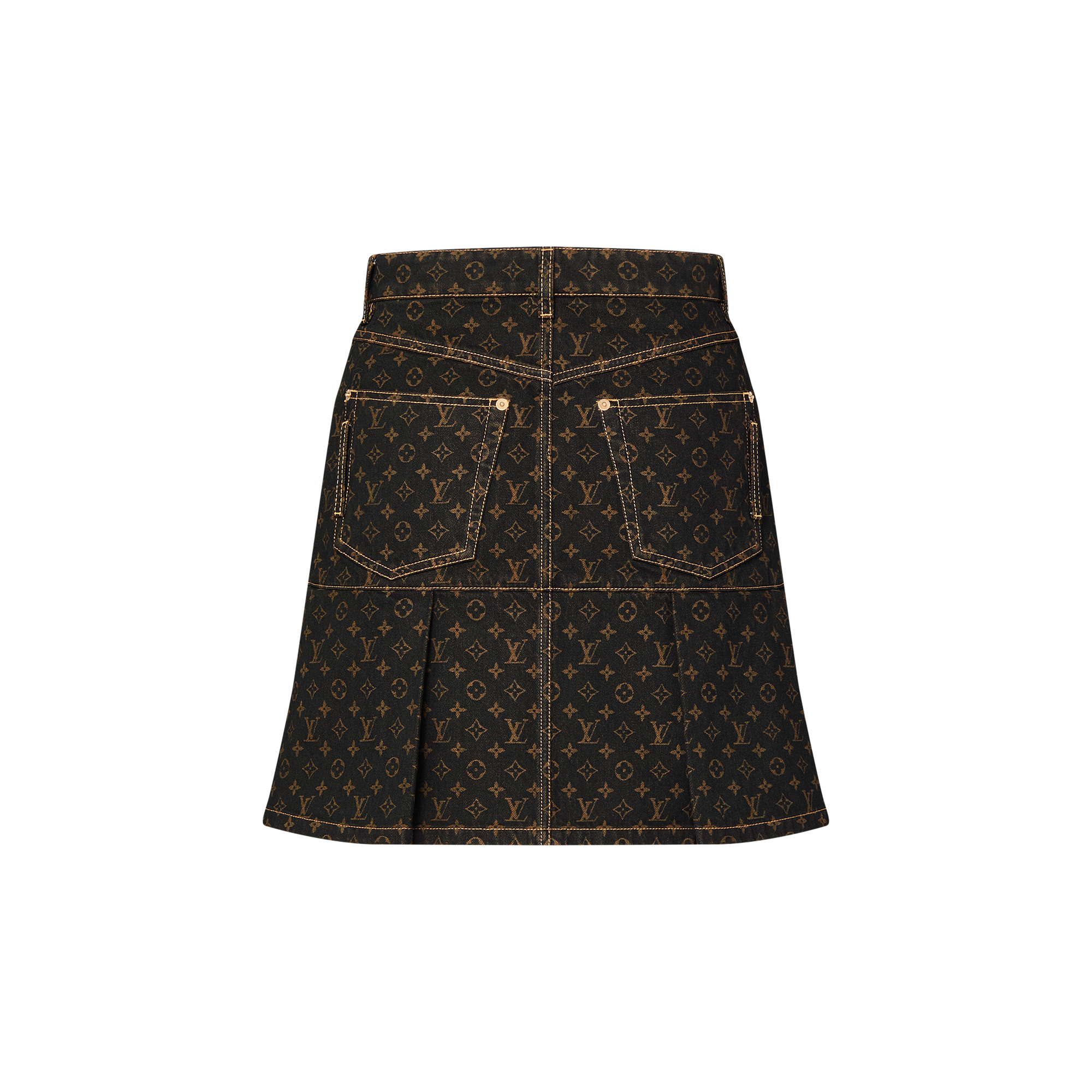 Monogram Denim Pleat Skirt - 3