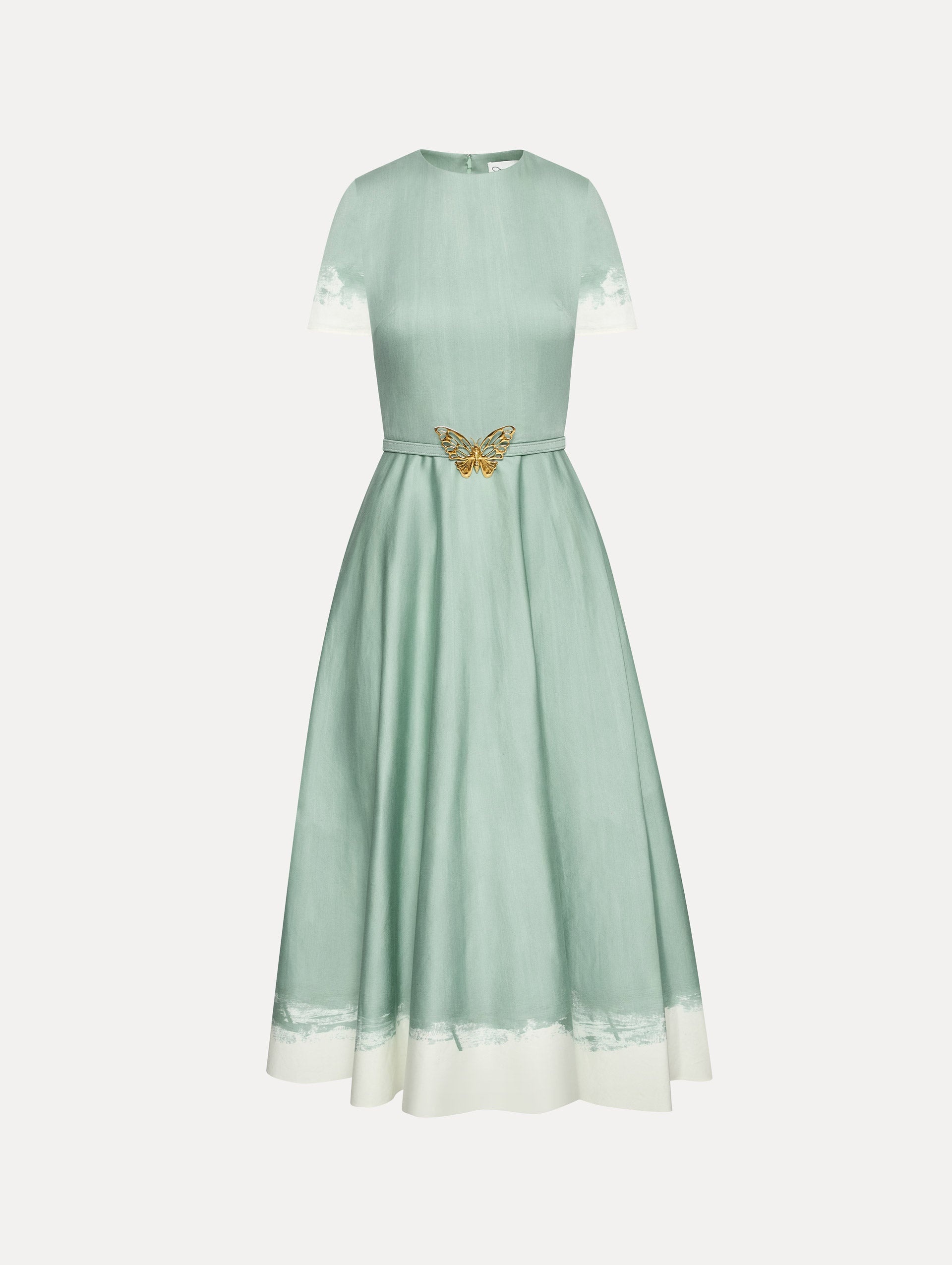 BUTTERFLY BELT COTTON POPLIN DRESS - 1