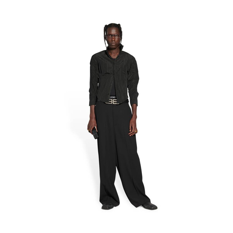BALENCIAGA Men's Pleated Shrunk Shirt in Black outlook